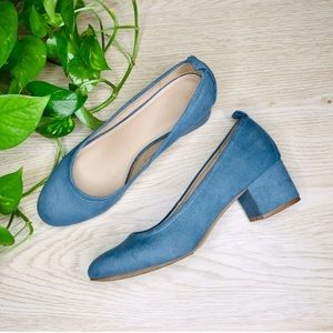 Lenora Blue Microsuede Light Blue Pumps